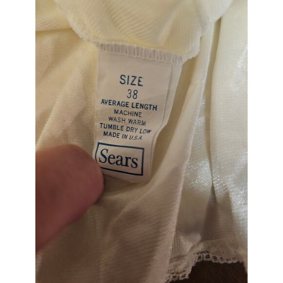Vintage Sears Lingerie Slip  Nylon Lace Nightgown Size 38 Average Length (719) - Picture 5 of 7